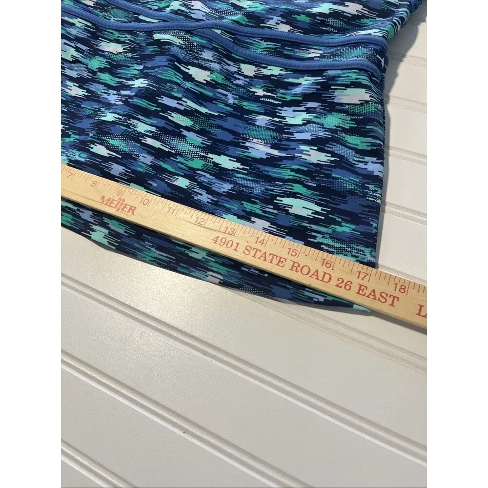 L.L. Bean Blue Print Tankini Bathing Suit Top UPF50+ Soft Cup Size 10 Reg
